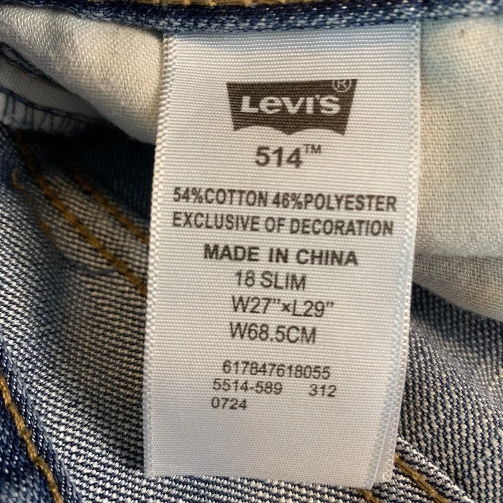 Levi's 514 Slim Straight Boys Size 18‎ Slim Blue Medium Wash Denim Jeans